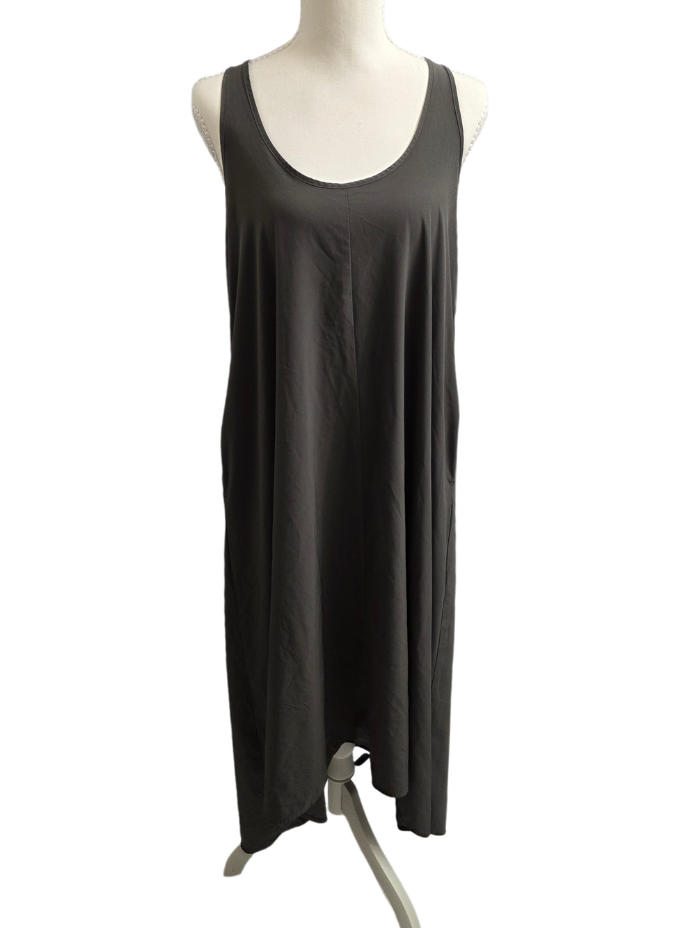 Athleta Presidio Hi-Low Maxi Dress Sleeveless Racerback Size XS Grayish Green